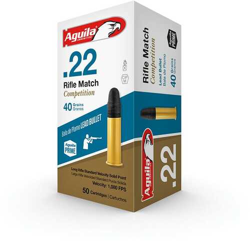 Aguila Match Rifle Rimfire Ammunition .22 LR 40 Gr LRN 1080 Fps 50/ct