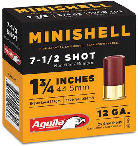 Aguila Minishell Shotshell 12 Ga 1-3/4" 5/8Oz 1200 Fps #7.5 20/ct