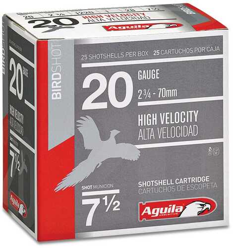 Aguila High Velocity Shotshells 20 Ga 2-3/4" 1Oz 1220 Fps #4 25/ct