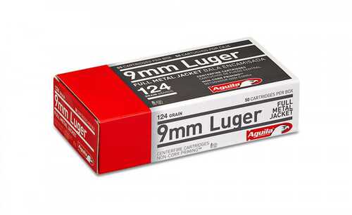 Aguila Handgun Ammuntion 9mm Luger 124 Gr FMJ 1115 Fps  50/ct