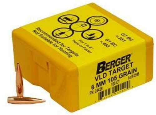 Berger Match Grade Target Bullets 6mm .243" 105 VLD 100/Box