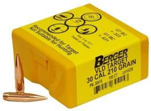 Berger Match Grade Target Bullets .30 Cal .308" 210 VLD 100/Box