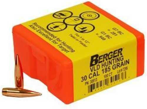 Berger Match Grade Hunting Bullets .30 Cal .308" 185 Gr VLD Hunter 100/Box