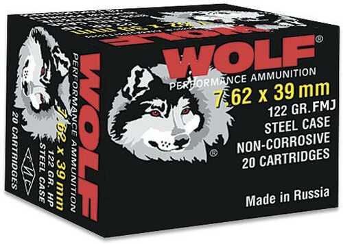 Wolf WPA Polyformance Rifle Ammunition 7.62x39mm 123 Gr FMJ 2936 Fps - 20/Box