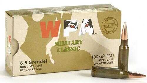 Wolf Military Classic Rifle Ammunition 6.5 Grendel 100Gr FMJ 2690 Fps 20/ct