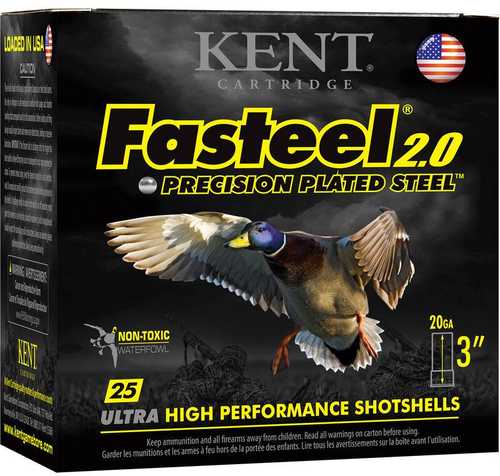 Kent FaSteel + Precision Plated Steel Waterfowl Shotshells 20Ga 3" 1Oz 1350 Fps #4 & #6 25/ct