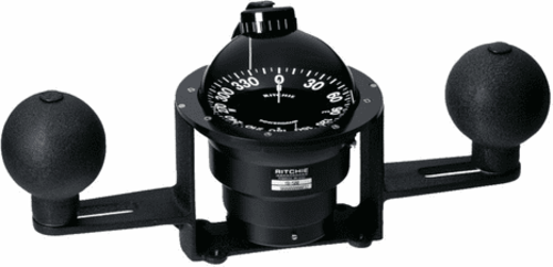 Ritchie Yb-600 Globemaster Steel Boat Compass With 5&deg; Card - 12v - Yoke Mounted - Black