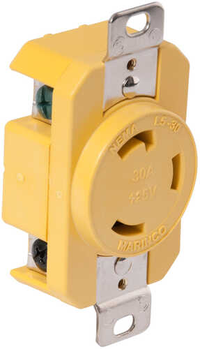 Marinco 305CRR 30A Receptacle - Yellow - 125V