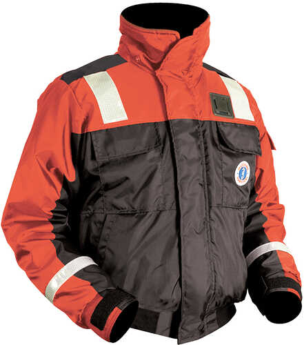 Mustang Classic Flotation Bomber Jacket SOLAS Tape - Orange/Black - XL