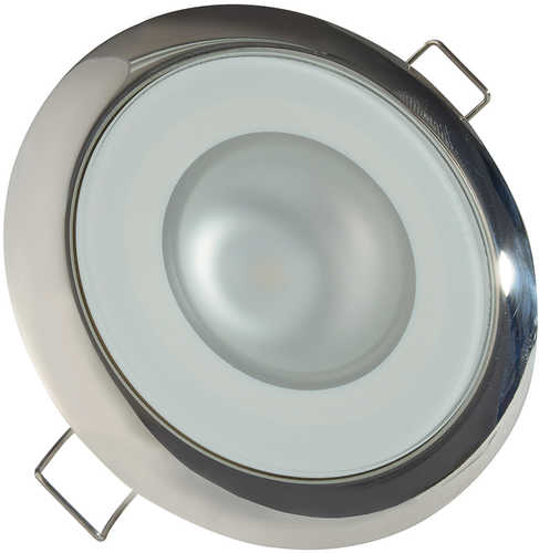 Lumitec Mirage - Flush Mount Down Light - Glass Finish/Polished SS Bezel - 2-Color White/Blue Dimming