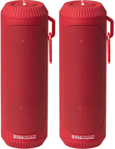 Boss Audio Bolt Marine Bluetooth&reg; Portable Speaker System with Flashlight - Pair - Red