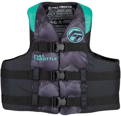 Full Throttle Adult Nylon Life Jacket - S/M - Aqua/Black