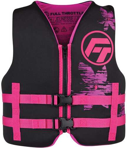 Full Throttle Youth Rapid-Dry Life Jacket - Pink/Black