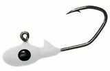 Gene Larew Lures Crappie Pro 1/48oz Overbite Sickle Mo'Glo Jigheads White 10pk 148OBS43