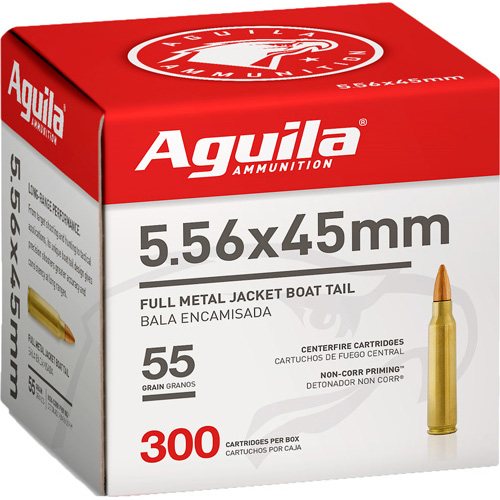 Aguila 1E556125 Green Tip M855 5.56X45mm Nato 62 Gr Full Metal Jacket Boat-Tail (FMJBT) 300 Per Box/ 4 Cs