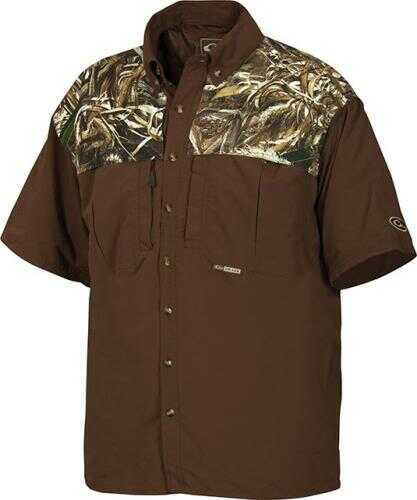 Drake Two-Tone Vented WingsShooter Short Sleeve Shirt, Brown/Realtree Max-5, Medium Md: DW2600-015T-2