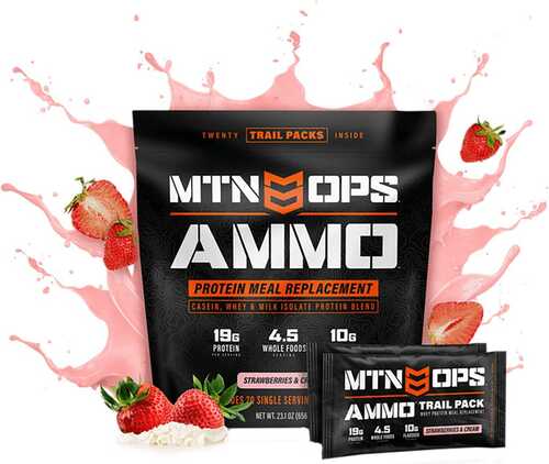 MTN OPS Ammo Whey Protein Meal Replacement Strawberry Trail Pack 20 ct.