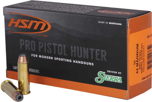 HSM Pro Pistol Hunter Ammunition 44 Mag. Sierra JHC 240 gr. 50 rd. Model: HSM-44M-18-N