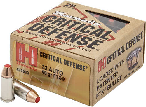 Hornady Critical Defense Handgun Ammo 32 ACP 60 gr. FTX 25 rd. Model: 90063