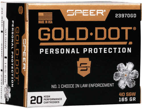 Speer Gold Dot Handgun Ammo 40 S&W 165 gr. HP 20 rd. Model: 23970GD