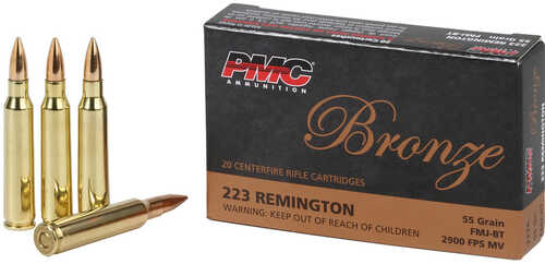 PMC Bronze Rifle Ammo 223 Rem FMJ BT 55 gr. 20 rd. Model: 223A