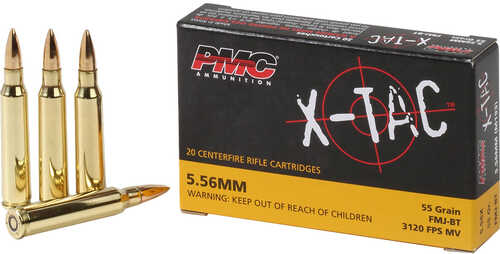 PMC X-Tac Rifle Ammo 5.56 NATO FMJBT 55 gr. 20 rd. Model: 5.56x