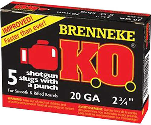 Brenneke KO Slugs 20 ga. 2 3/4 in. 3/4 oz. 5 rd. Model: SL-202KO