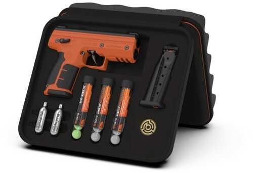 Byrna Technologies Sk68300_ORN_Kinetic Sd Kinetic Kit Co2 .68 Cal 5Rd, Orange Polymer, Black Rubber Honeycomb Grip, C02