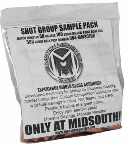 Bulk Bullets Match Monster 30 Caliber 190 Grain Boat Tail Hollow Point Shot Group Sample 20 Count