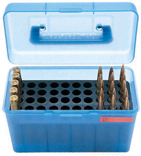 MTM Case-Gard H50Rm24 Deluxe Ammo Box Multi-Caliber Rifle Clear Blue Polypropylene 50Rd