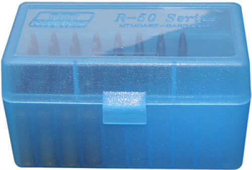 MTM RM5024 Case-Gard R-50 Ammo Box Rifle 243/308 50 rd Plastic Clear Blue