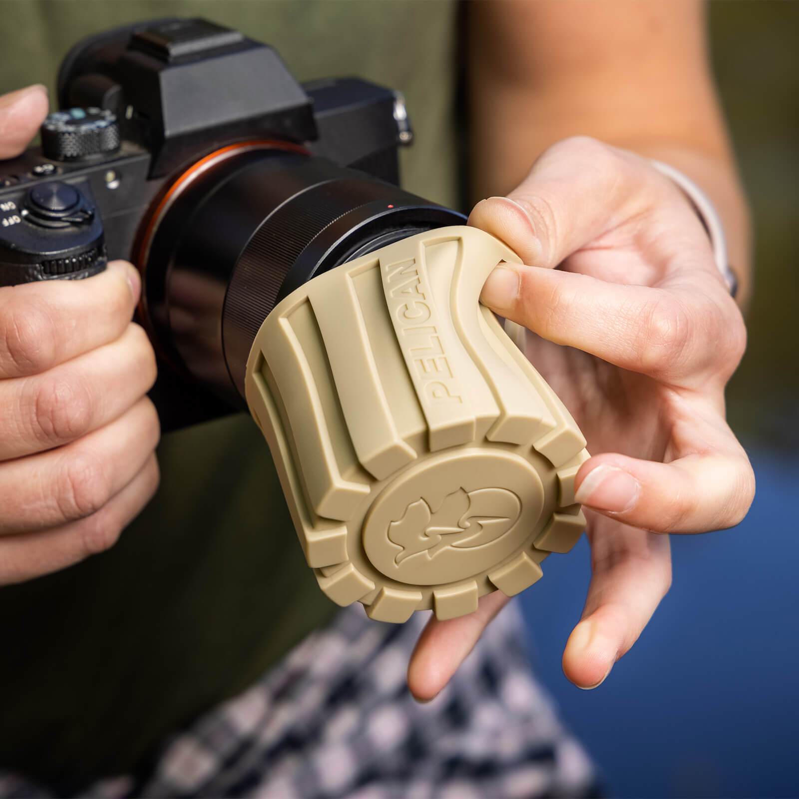 Pelican Rugged Camera Lens Cover in Coyote Tan