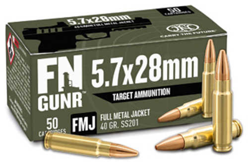 FN America Gunner Target Ammunition 5.7X28MM 40 Grain Full Metal Jacket 50 Round Box 10700032