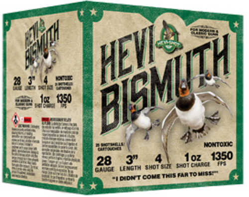 HEVI-Shot HEVI-Bismuth 28 Gauge 3" Max Dram 1 oz #4 Shot Size 25 Round Box HS18434