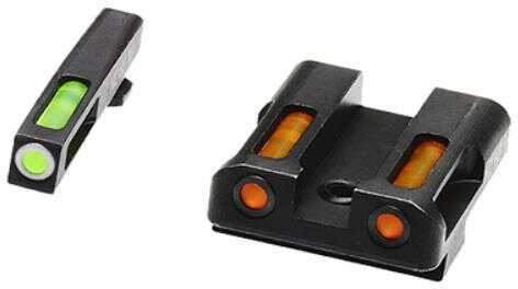 Hi-Viz LiteWave H3 Tritium/Litepipe Night Sights Fits Glk 9/40SW/357Sig Green Front w/White Ring Orange Rear GLN42