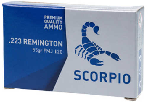 STV Technology Scorpio Ammo 223 Remington 55 Grain Full Metal Jacket 20 Round Box S223055F