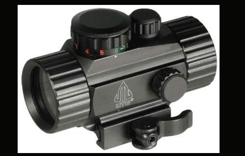 Leapers Inc. - UTG Instant Target Aiming Sight 3.8" 38mm Black Finish Red/Green Circle Dot w/Integral QD Mount SCP-RG40C