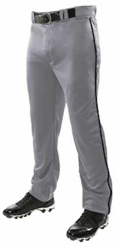 Champro Adult Triple Crown Opn Btm Pant w Piping Gry Blk 2XL