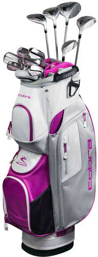 Cobra Fly-xl Womens Golf Set-silver Plum-rh-petite-cart Bag