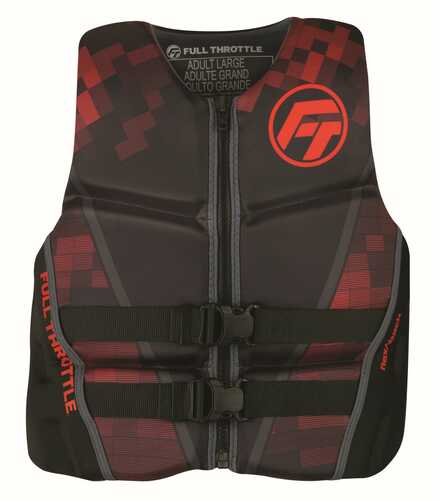 Full Throttle Mens Rapid-Dry Flex-Back Life Jacket S Red