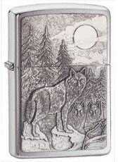 Zippo Timberwolves Emblem Lighter Brushed Chrome 20855