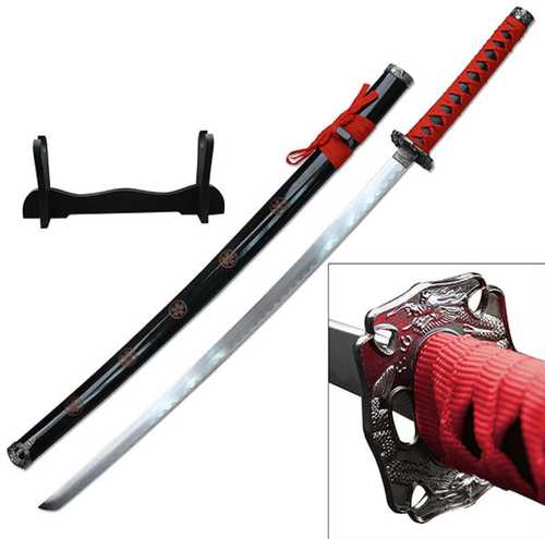 Samurai Katanas 26.5in Carbon Steel Blade w-Wood Display