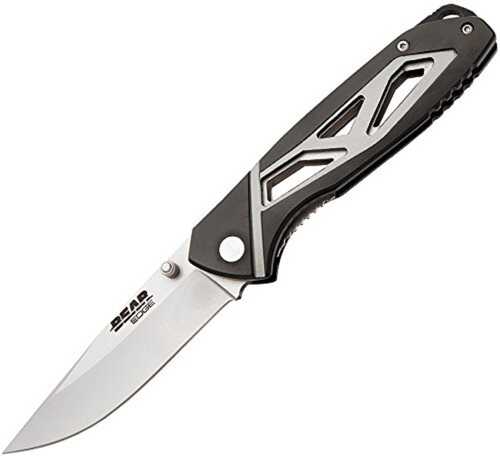 Bear Edge Black and Silver Aluminum Sideliner Knife 3-3-8in Blade