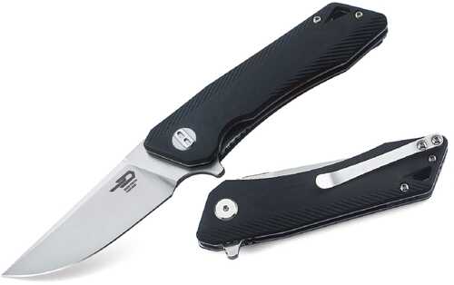 Bestech Thorn Folder 4.3 in Stonewash Plain Black G-10 Handle