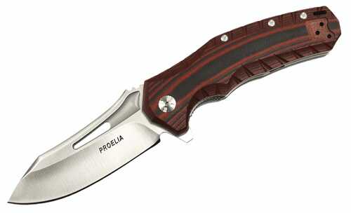 Proelia TX020 Folder 4in Silver Drop Blade Black/Red G-10