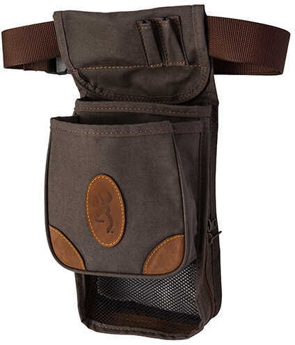 Browning 121388693 Lona Deluxe Shell Pouch Canvas/Leather Flint/Brown