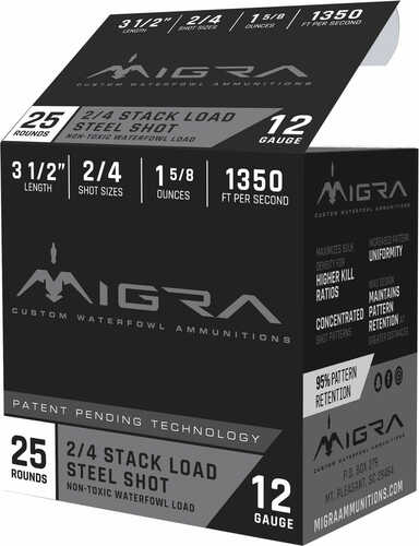 MIGRA Ammunition M12Ls24 Combinational 12 Gauge 3.50" 1 5/8 Oz 2-4 Shot 25 Bx/ 10 Cs