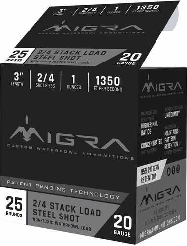 Migra Ammunition 20 Gauge 3" #2/4 Steel Shot 1 oz 1350 fps