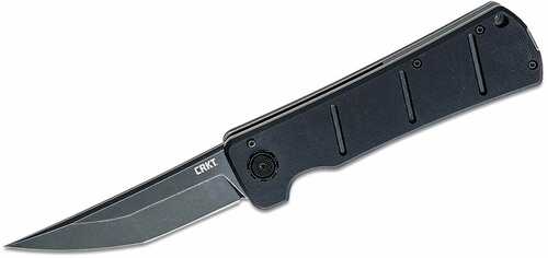 Columbia River CRKT Inazuma No Ken 3.68" Folding Plain Stonewash D2 Steel Blade G10 Black Handle