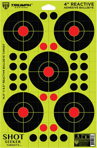 Triumph Systems Shot Seeker Reactive Target Self-Adhesive Five 4" Bullseye Black/Red/Yellow